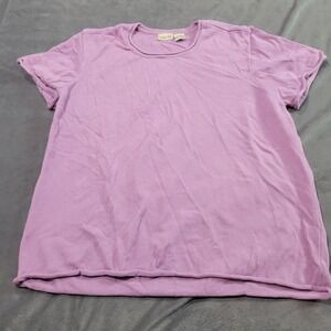 Linden Hill Womens Purple Knit Short Sleeve Crew Neck Top Size Large RN 17730